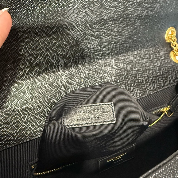 Saint Laurent Black Quilted Envelope Shoulder Bag Large with Gold Chain - Picture 16 of 16